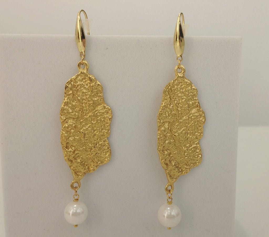 Χειροποίητα επιχρυσωμένα Σκουλαρίκια με Πέρλα | Handmade Gold-plated Earrings with Pearl