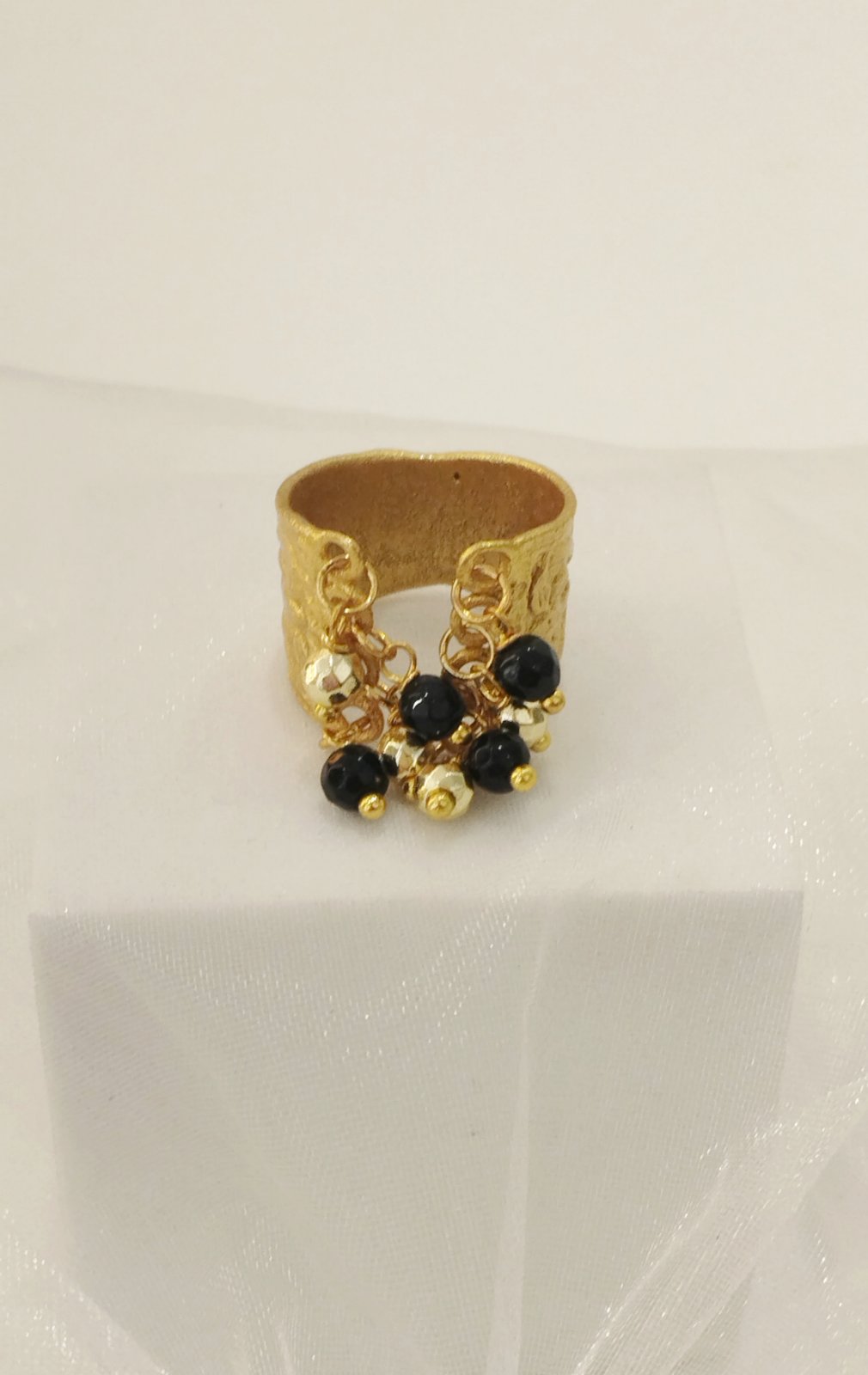 Χειροποίητο Δαχτυλίδι 24Κ Επιχρύσωμα με φυσικές πέτρες – Ρυθμιζόμενο | Handmade Gold Plated Ring 24K with Natural Stones