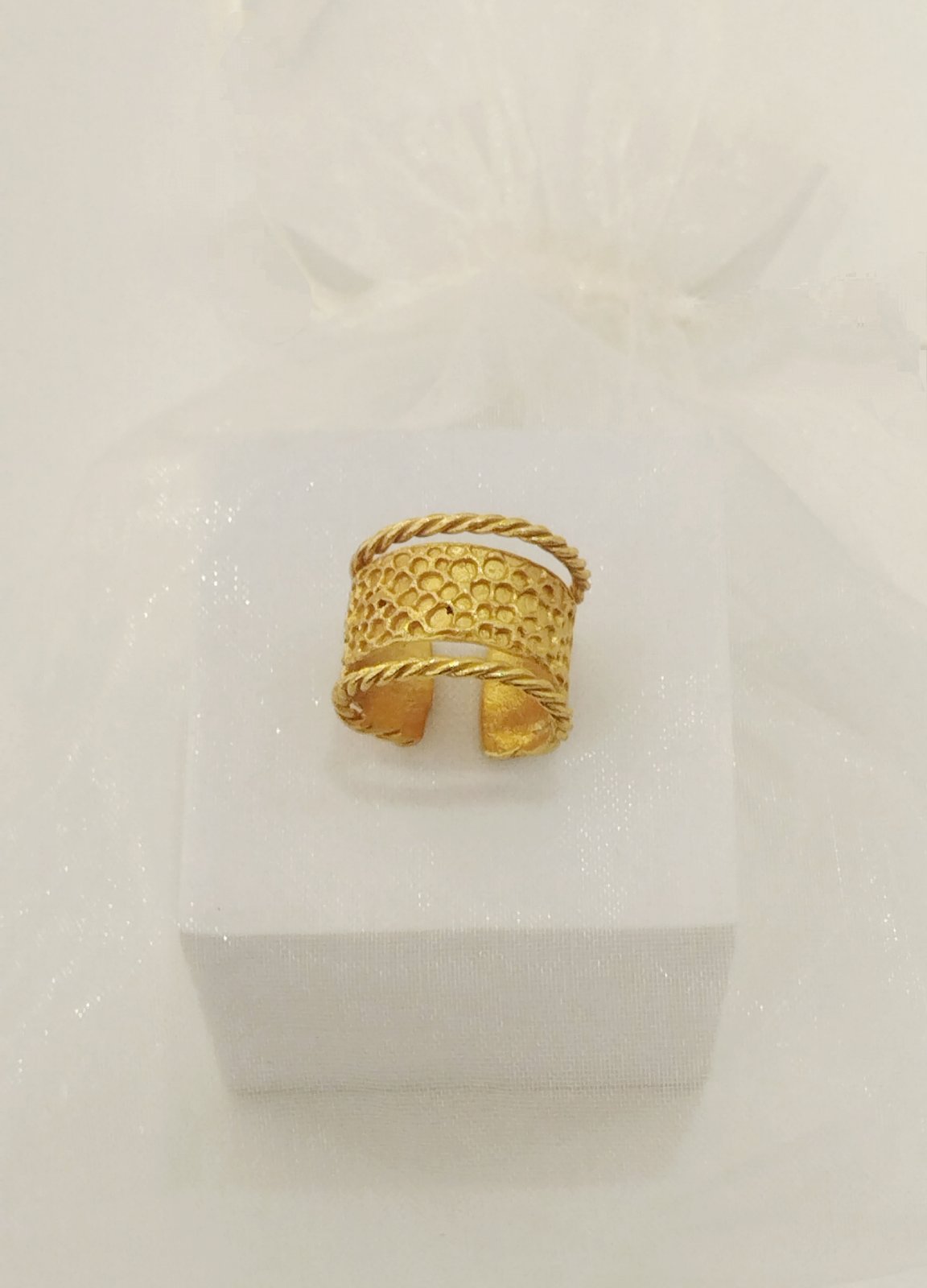Χειροποίητο Δαχτυλίδι 24Κ Επιχρύσωμα – Ρυθμιζόμενο | Handmade Gold Plated Ring 24K