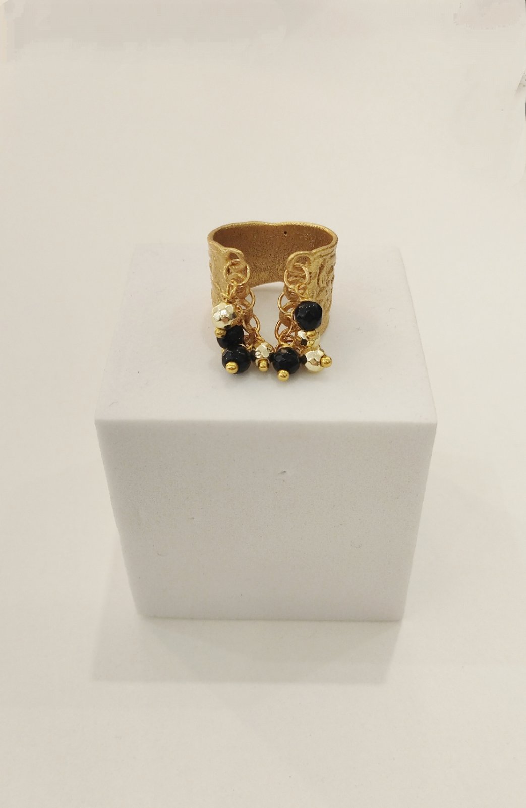 Χειροποίητο Δαχτυλίδι 24Κ Επιχρύσωμα με φυσικές πέτρες – Ρυθμιζόμενο | Handmade Gold Plated Ring 24K with Natural Stones