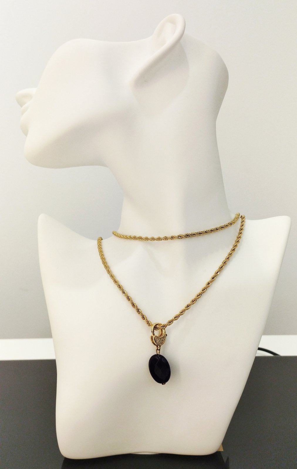 Χειροποίητο Κολιέ με Μακριά Ατσάλινη Αλυσίδα