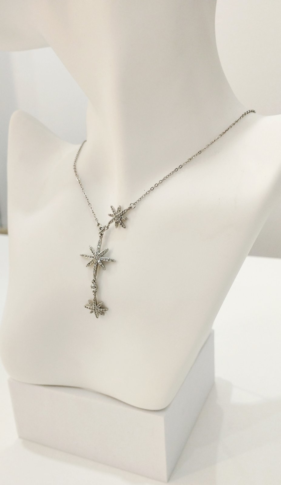 Κολιέ ατσάλινο με αστέρια & zircon