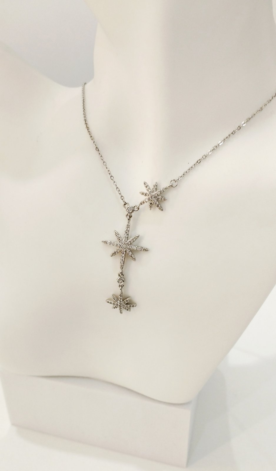 Κολιέ ατσάλινο με αστέρια & zircon