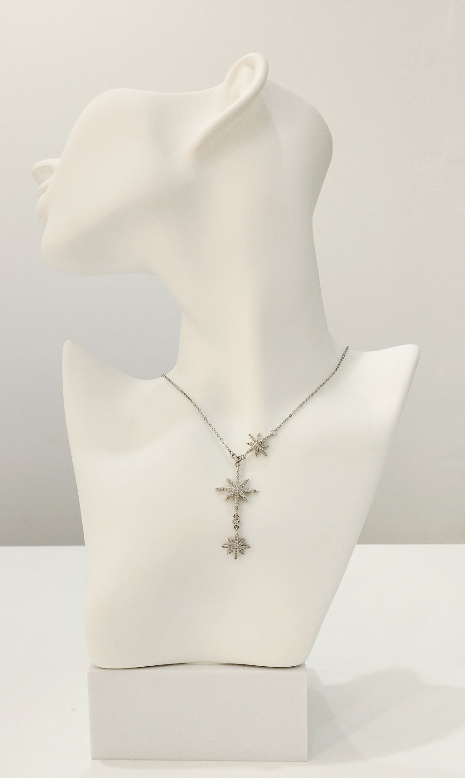 Κολιέ ατσάλινο με αστέρια & zircon