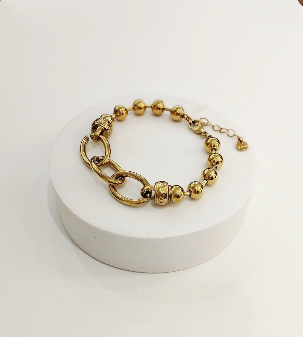 Βραχιόλι ατσάλινη αλυσίδα με μπίλιες