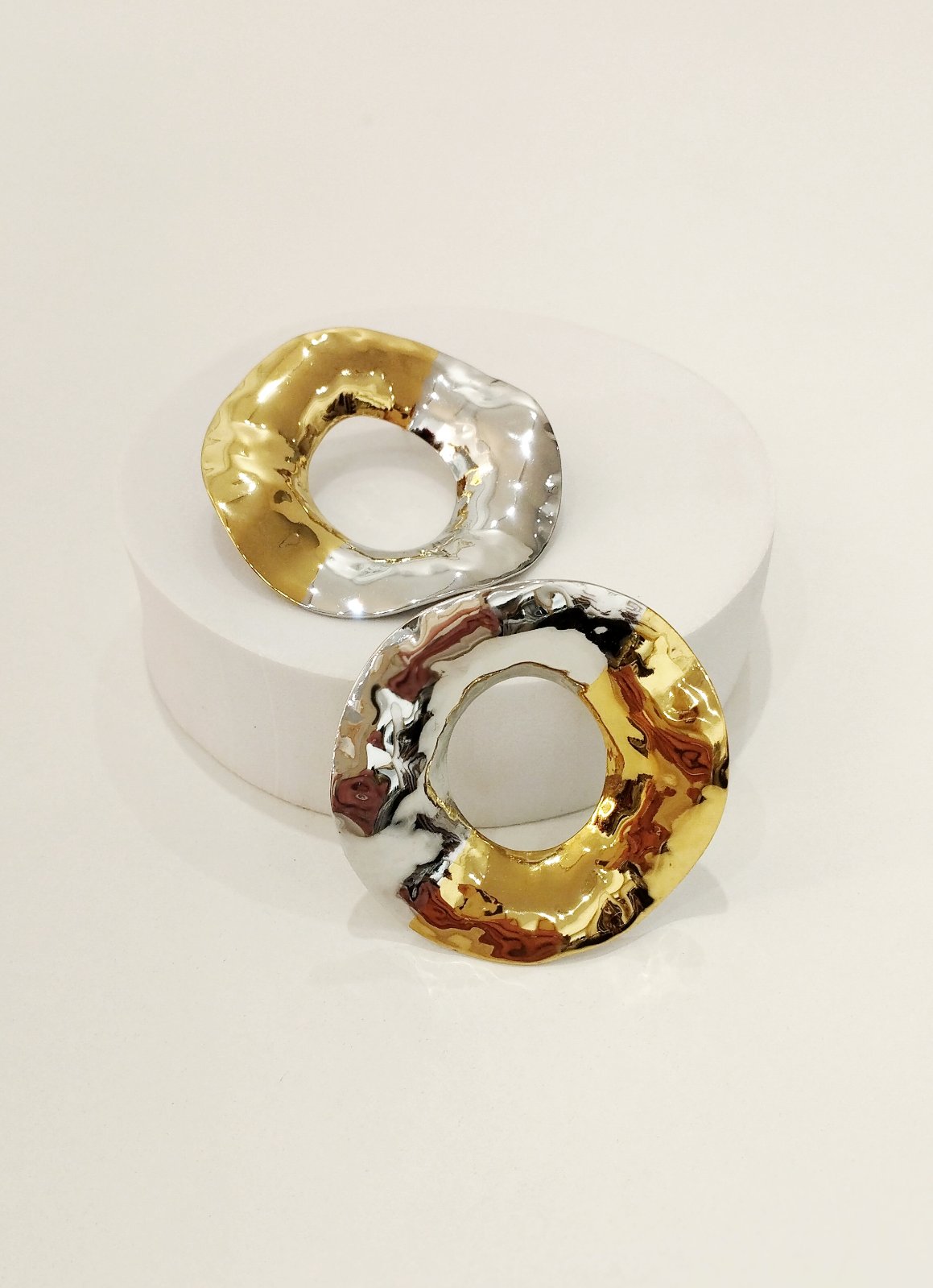 Σκουλαρίκια ατσάλινοι δίχρωμοι κύκλοι