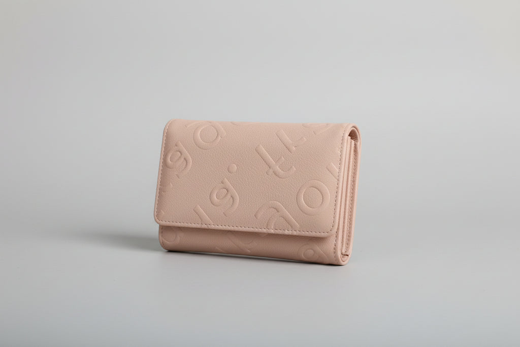 Pink wallet  in a white  background