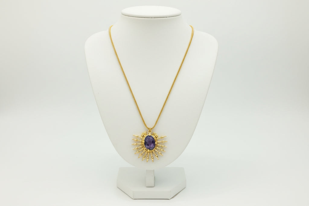 Χειροποίητο Κολιέ με Φυσική Πέτρα & Επιχρυσωμένο Ορείχαλκο – Ατσάλινη Αλυσίδα