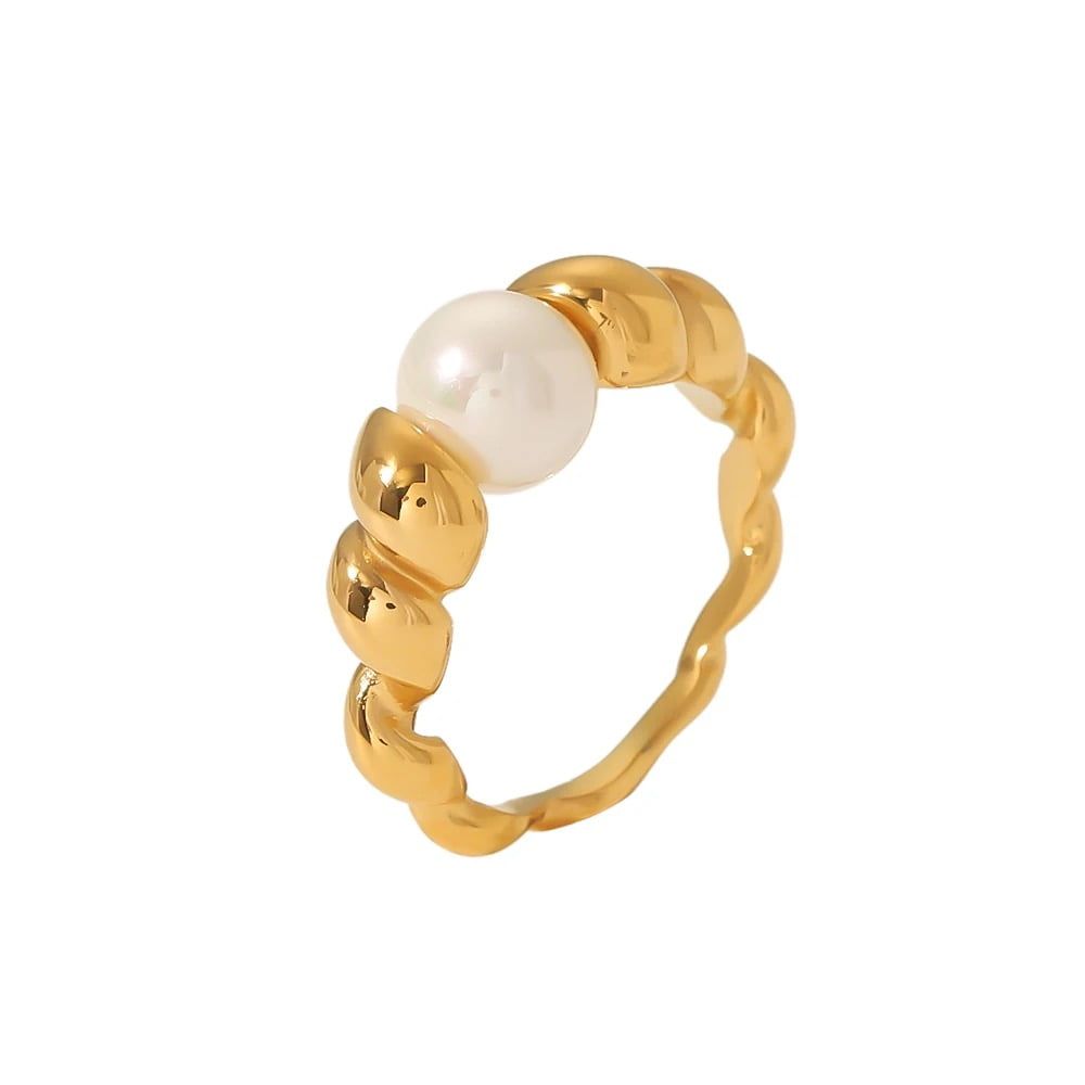 Γυναικείο Ατσάλινο Δαχτυλίδι με Πέρλα | Woman’s Steel Ring with Pearl