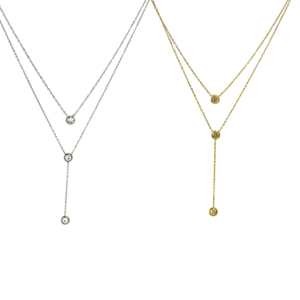 Γυναικείο Κολιέ Ατσάλινο Με Κρεμαστό Διαμαντάκι – Women’s Necklace Steel With Diamond Pendant