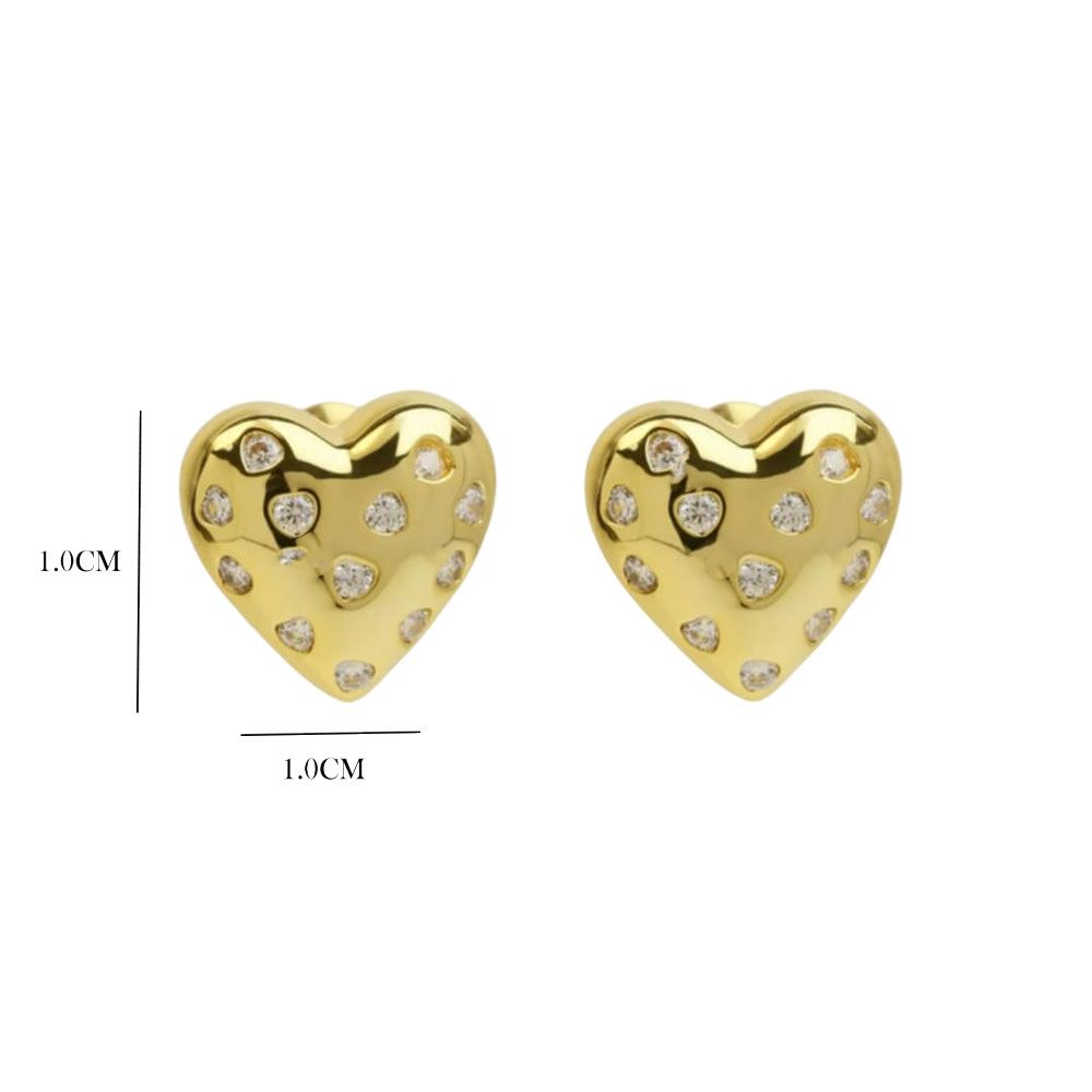 Γυναικεία Χρυσά Σκουλαρίκια Καρφωτά Σε Σχήμα Καρδιάς – Women’s Gold Heart-Shaped Stud Earrings