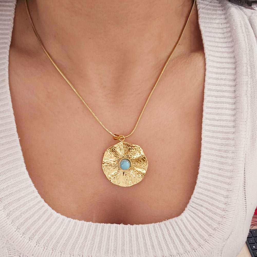 Γυναικείο Ατσάλινο Κολιέ Με Κρεμαστό Στοιχείο Και Χάντρα – Women’s Steel Necklace With Pendant Element And Bead