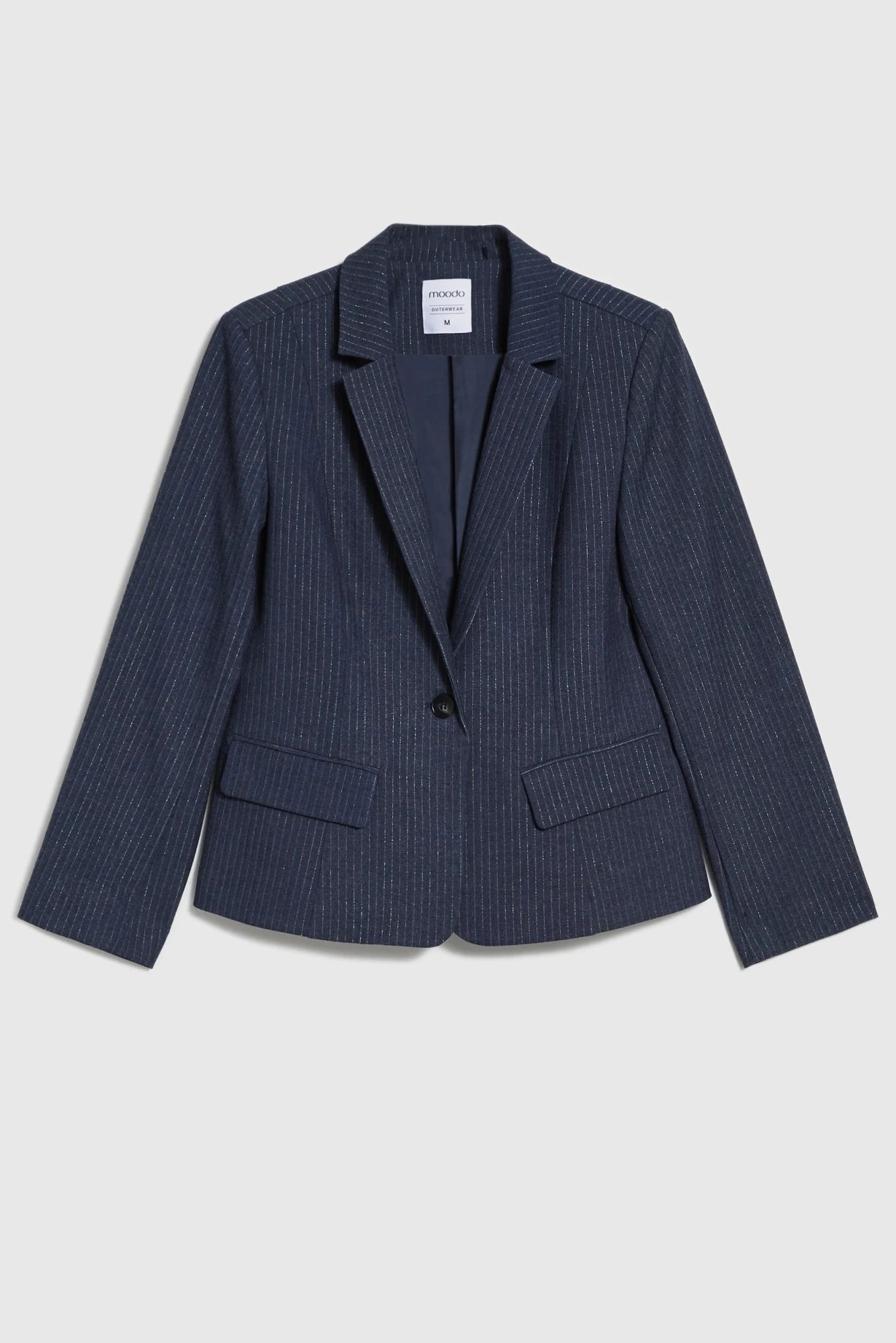 Σακάκι Γυναικείο Μεσάτο με Ρίγες Navy | Women's Mid-Length Jacket with Navy Stripes