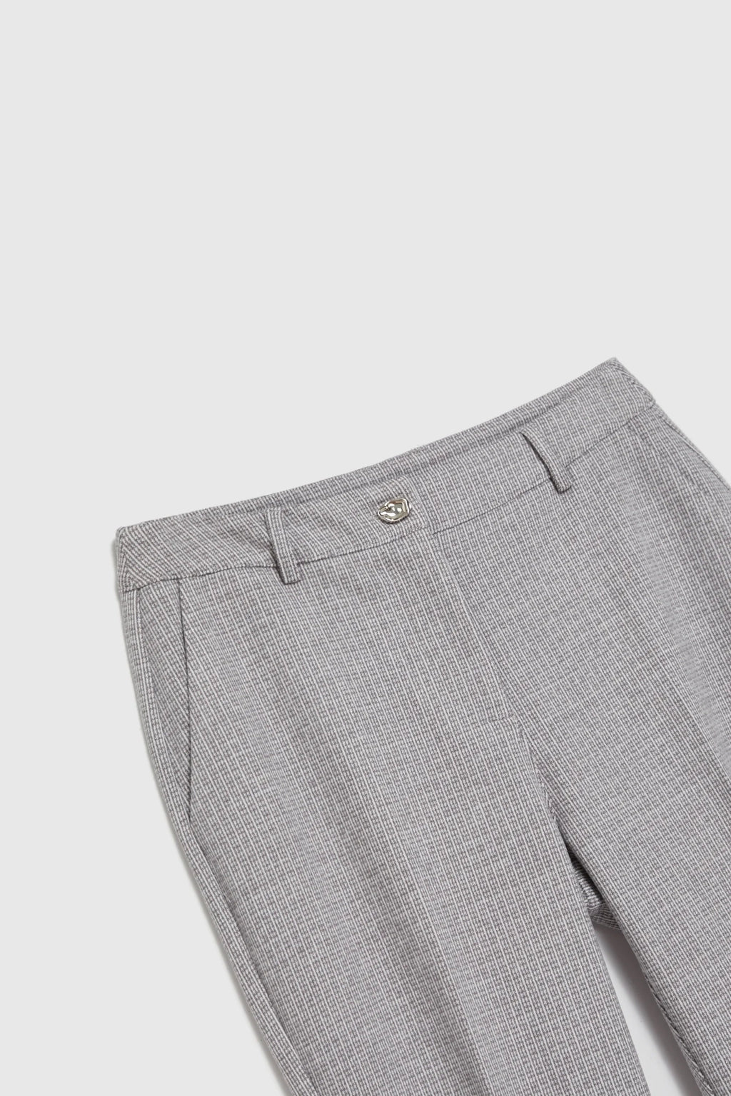 Γυναικείο Ψηλόμεσο Καρό Παντελόνι L. Grey /  Women’s High-Waisted Checkered Trousers L. Grey