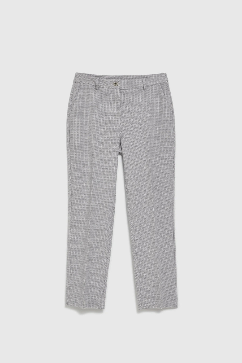 Γυναικείο Ψηλόμεσο Καρό Παντελόνι L. Grey /  Women’s High-Waisted Checkered Trousers L. Grey