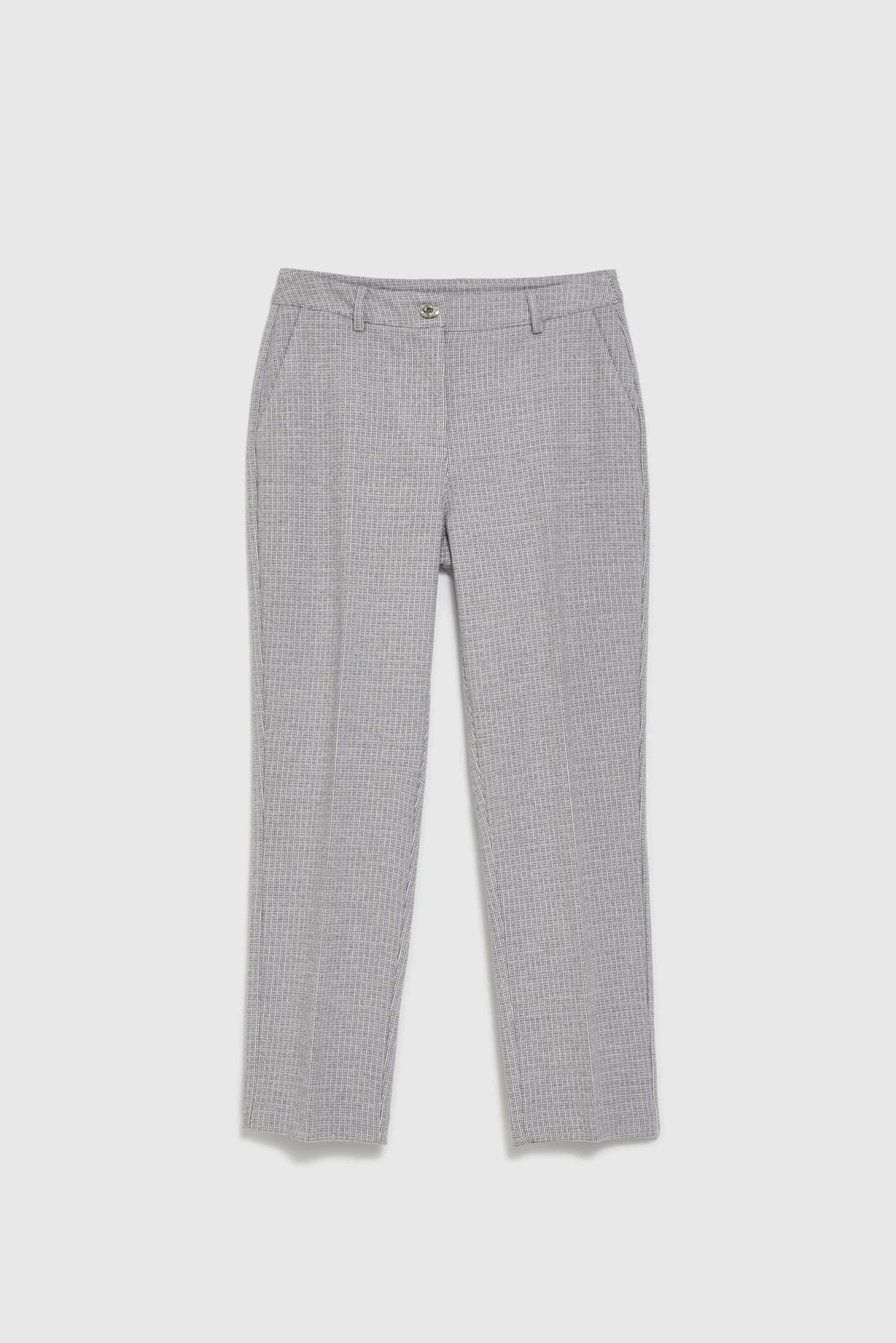 Γυναικείο Ψηλόμεσο Καρό Παντελόνι L. Grey /  Women’s High-Waisted Checkered Trousers L. Grey