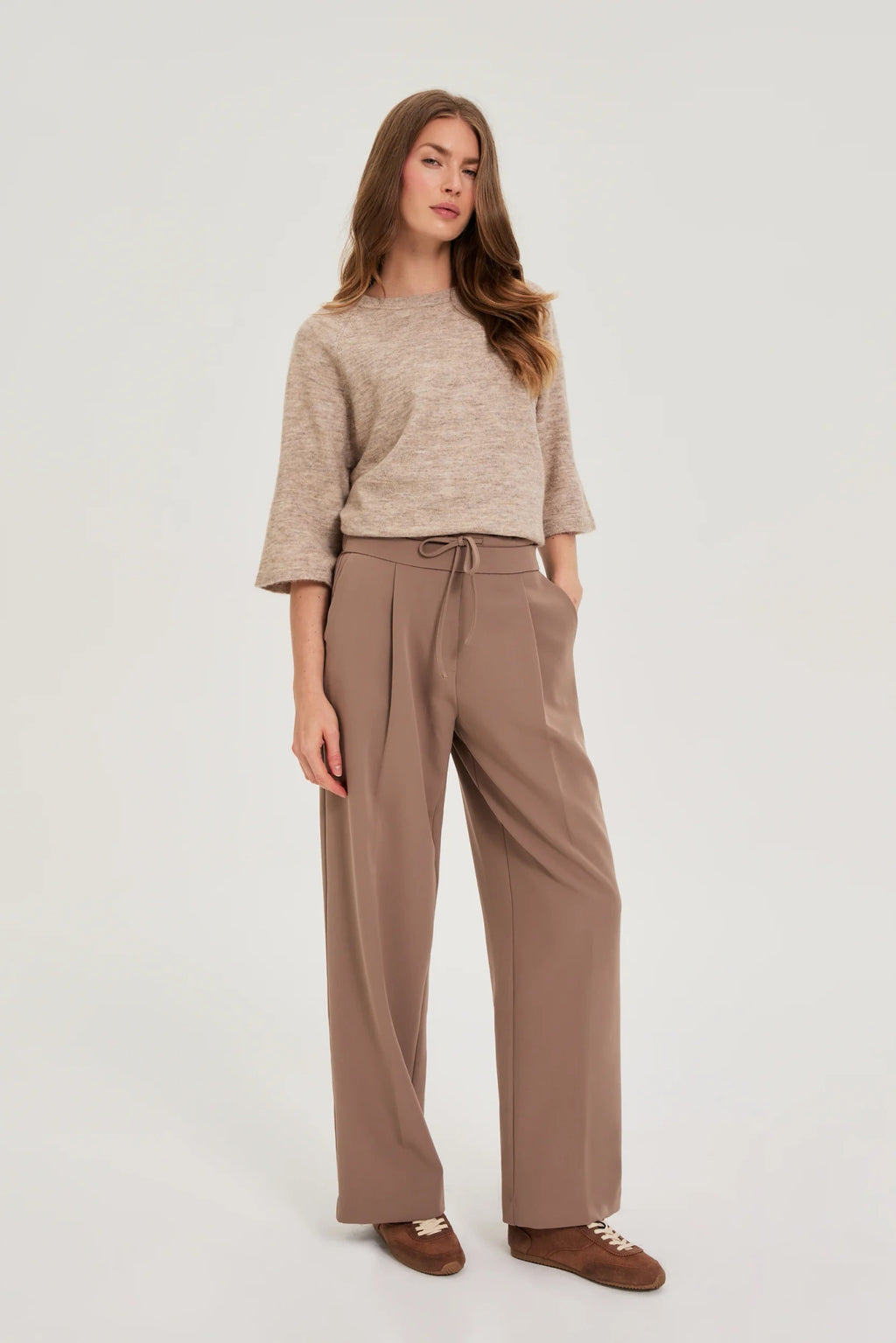 Παντελόνι Wide-Leg με Ζώνη – Coffee  /  Wide-Leg Belted Trouser – Coffee