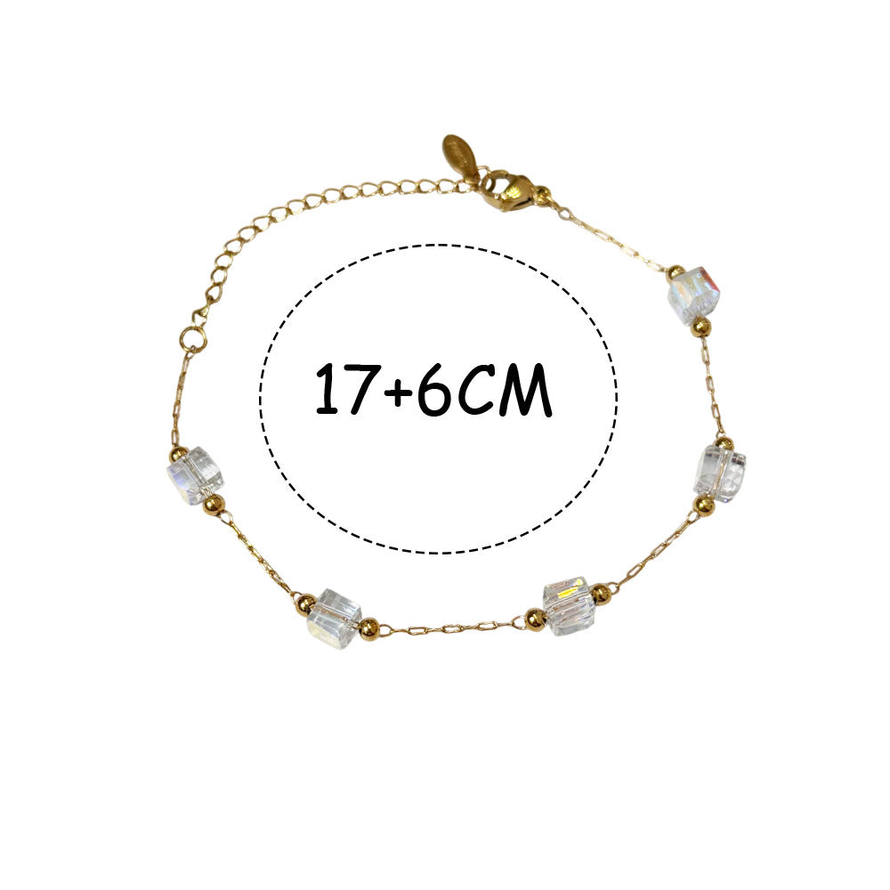 Βραχιόλι Γυναικείο με Ατσάλινη Αλυσίδα & Κρυστάλλινες Χάντρες-Women’s Bracelet with Steel Chain & Crystal Beads