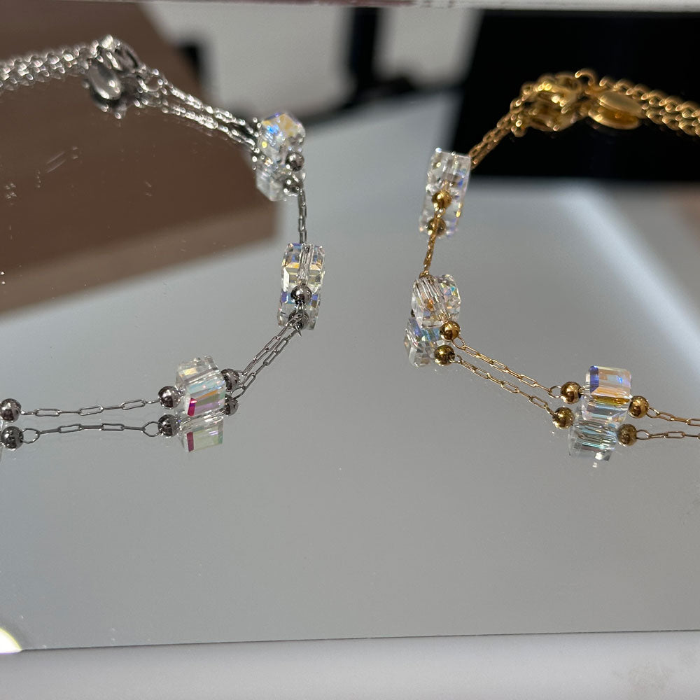 Βραχιόλι Γυναικείο με Ατσάλινη Αλυσίδα & Κρυστάλλινες Χάντρες-Women’s Bracelet with Steel Chain & Crystal Beads