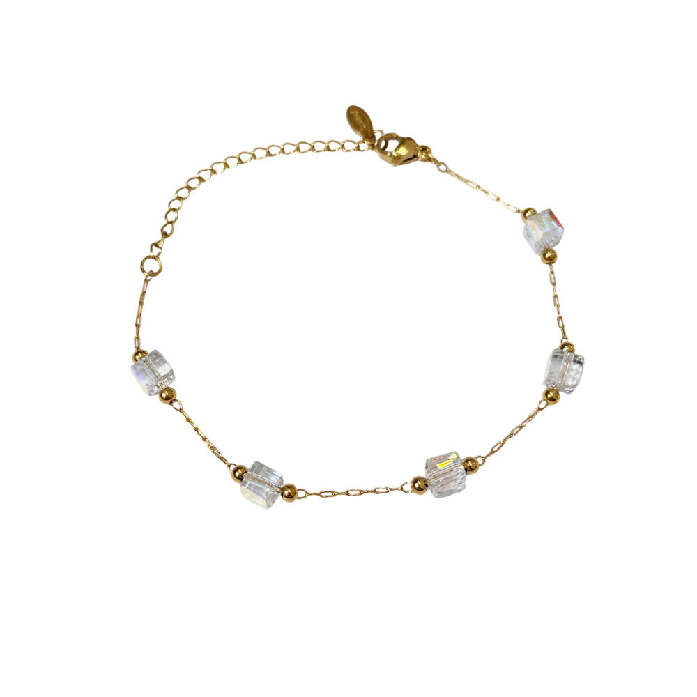 Βραχιόλι Γυναικείο με Ατσάλινη Αλυσίδα & Κρυστάλλινες Χάντρες-Women’s Bracelet with Steel Chain & Crystal Beads