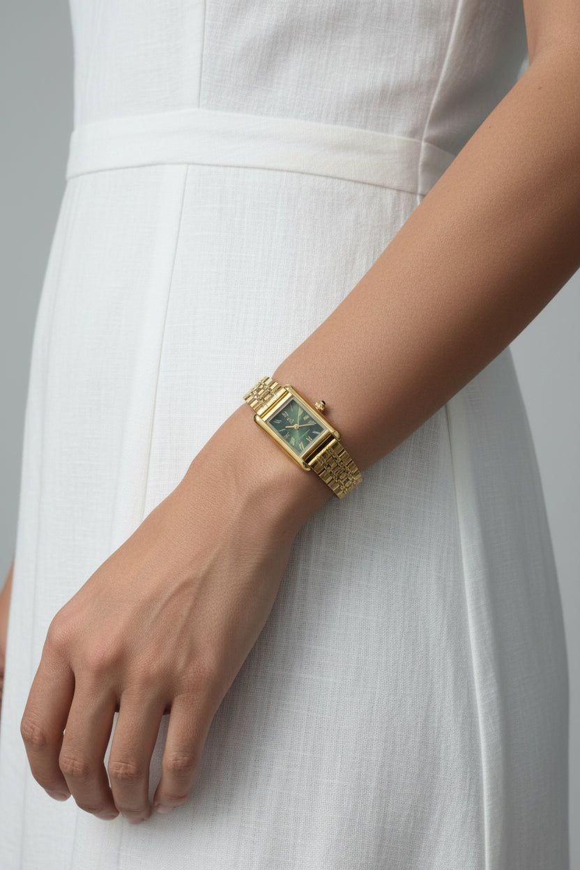 Ρολόι Iris Gold-Olive | Γυναικείο Χρυσό Ρολόι με Quartz μηχανισμό
