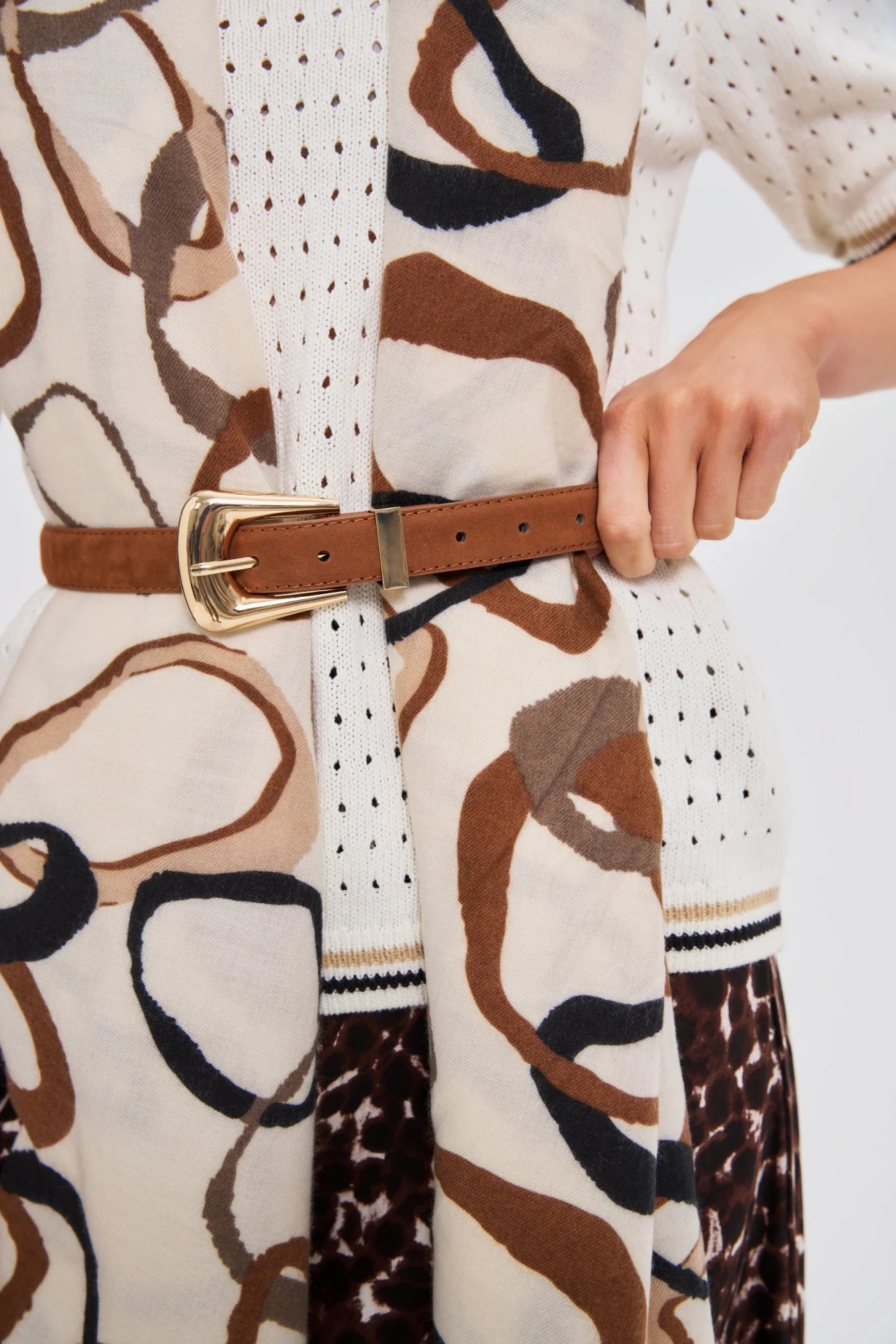 Ζώνη Γυναικεία με Χρυσή Αγκράφα Καφέ | Women's Belt with Gold Buckle Brown