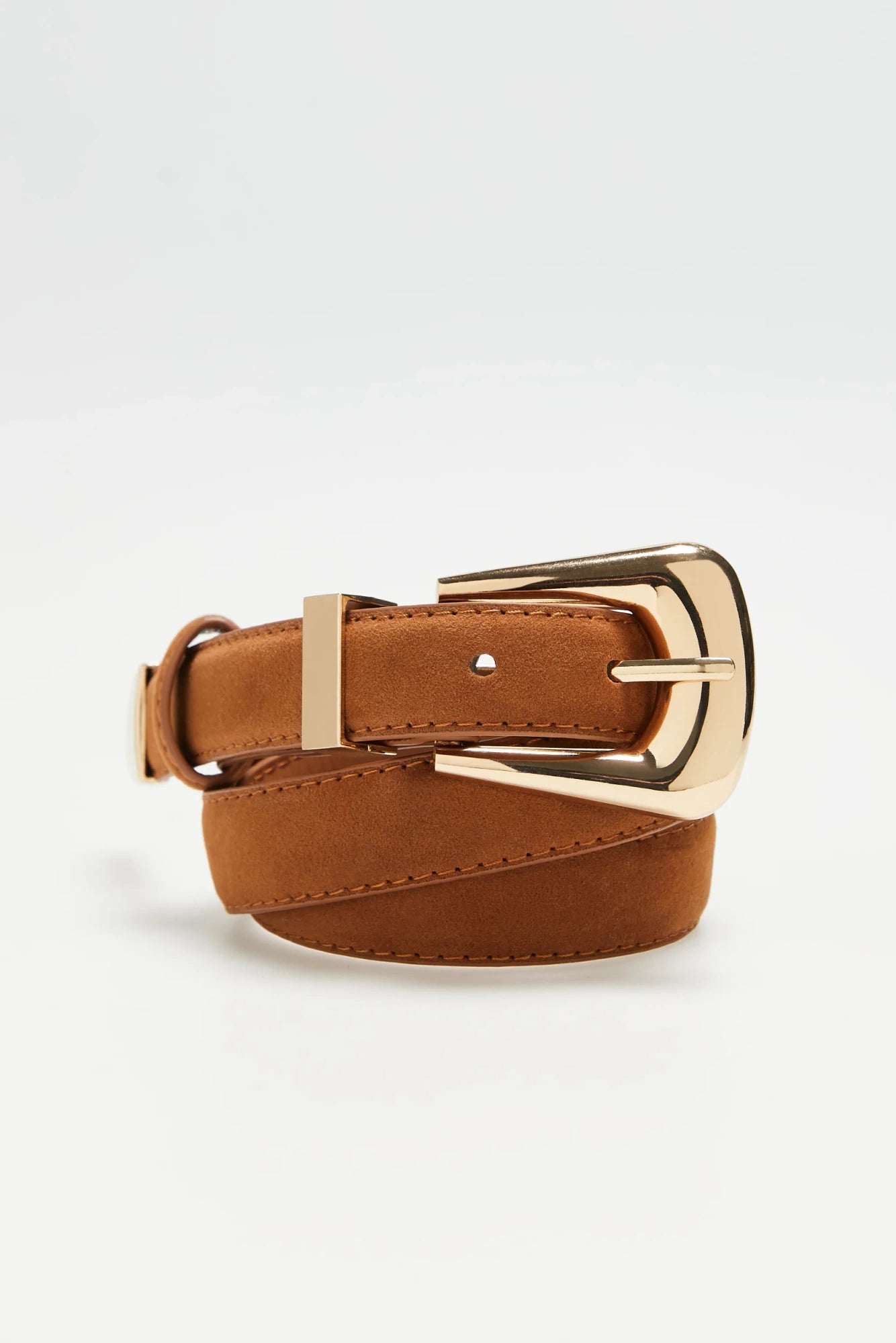 Ζώνη Γυναικεία με Χρυσή Αγκράφα Καφέ | Women's Belt with Gold Buckle Brown