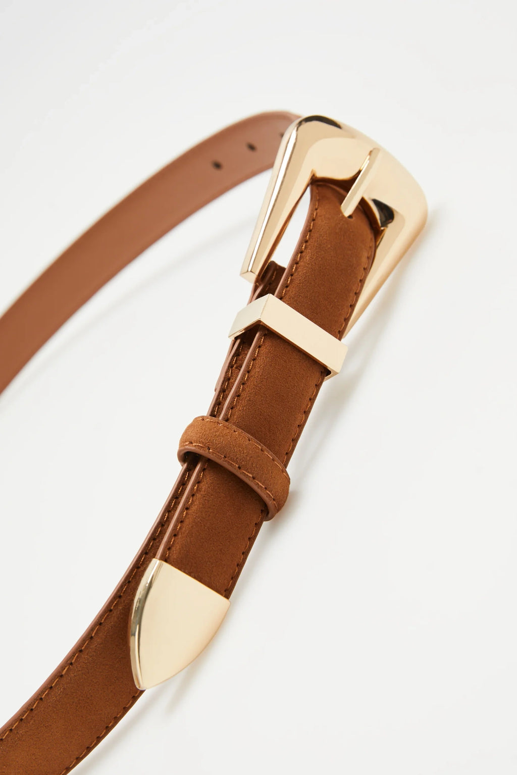 Ζώνη Γυναικεία με Χρυσή Αγκράφα Καφέ | Women's Belt with Gold Buckle Brown