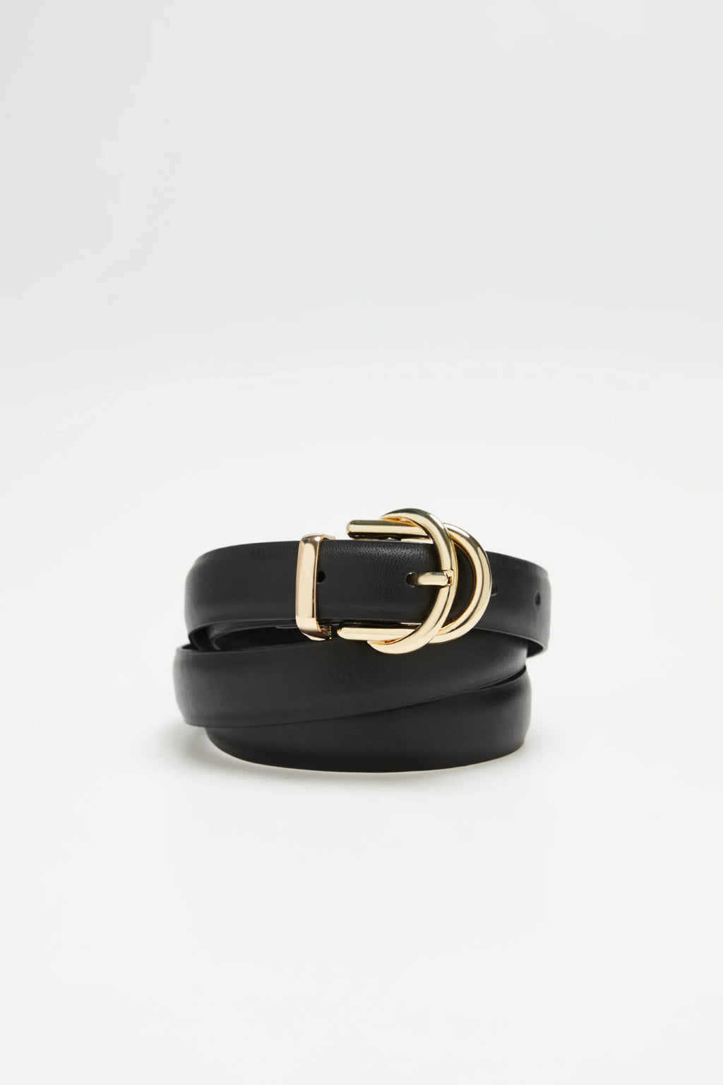 Ζώνη Γυναικεία Λεπτή με Χρυσή Αγκράφα Μαύρη | Women's Thin Belt with Gold Buckle Black