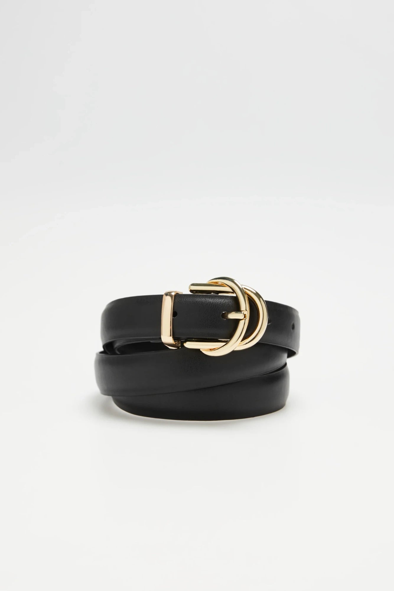 Ζώνη Γυναικεία Λεπτή με Χρυσή Αγκράφα Μαύρη | Women's Thin Belt with Gold Buckle Black