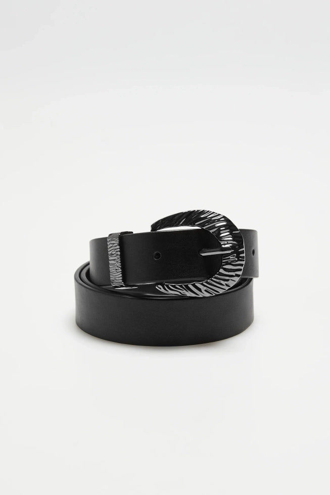 Ζώνη Γυναικεία με Ασημί Αγκράφα Μαύρη | Women's Belt with Silver Buckle Black