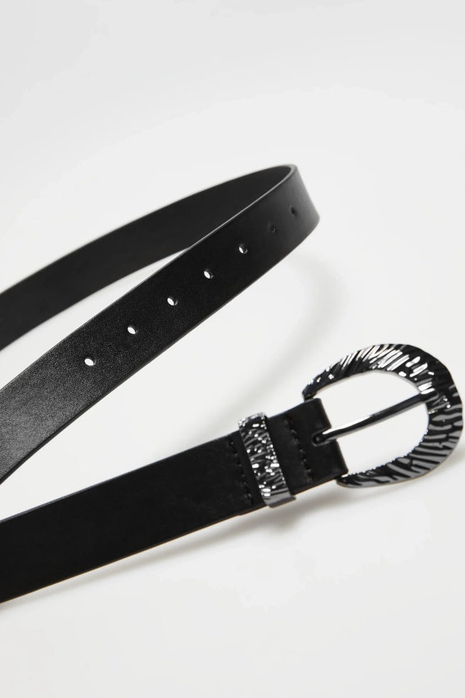 Ζώνη Γυναικεία με Ασημί Αγκράφα Μαύρη | Women's Belt with Silver Buckle Black